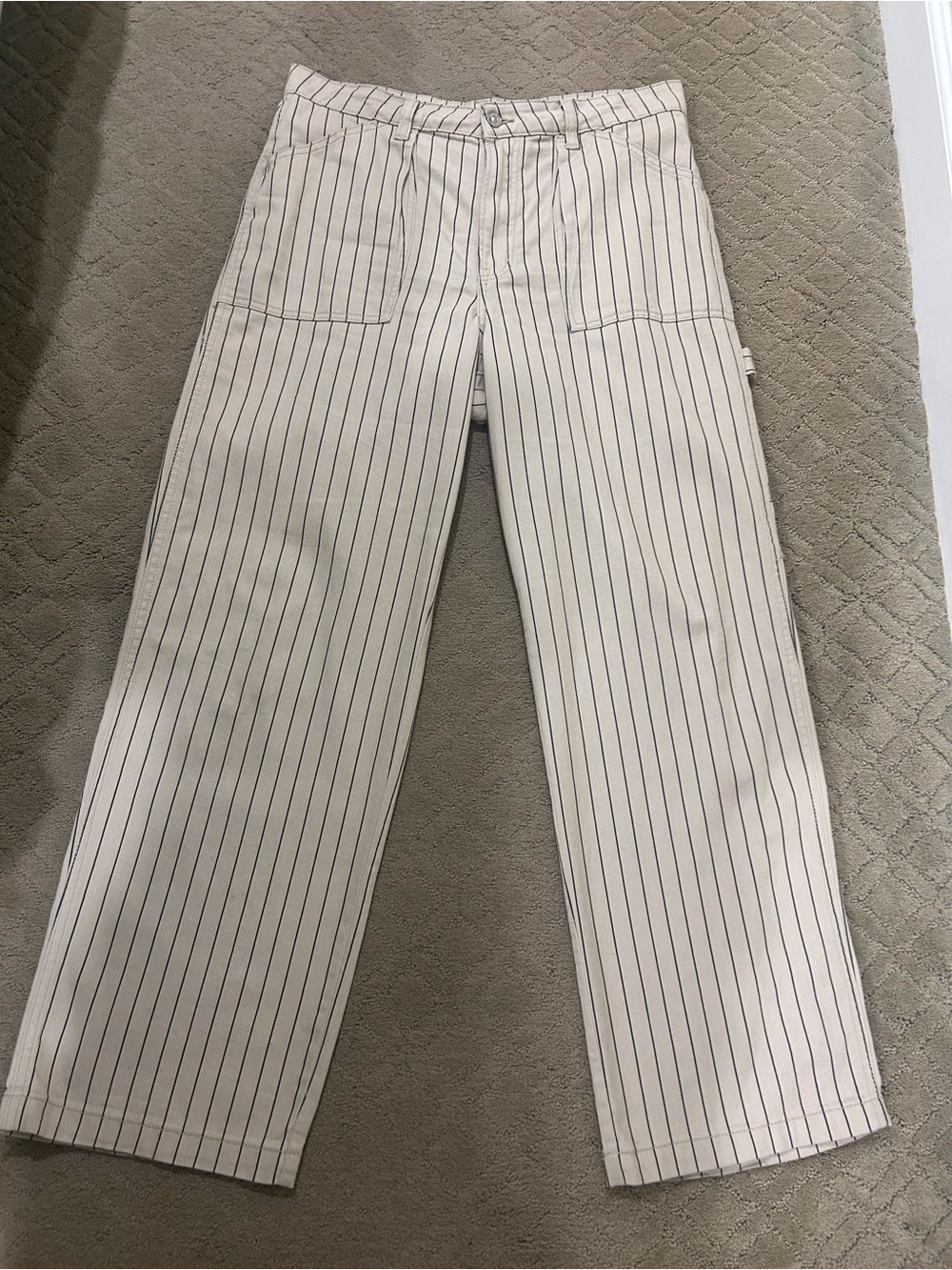 H&M Cream Wide-Leg Pinstripe jeans size 12
